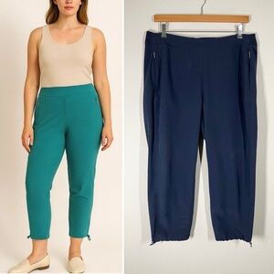 CHICO'S Neema Bungee Crop Pants UPF Pull-On Navy Golf Resort Travel